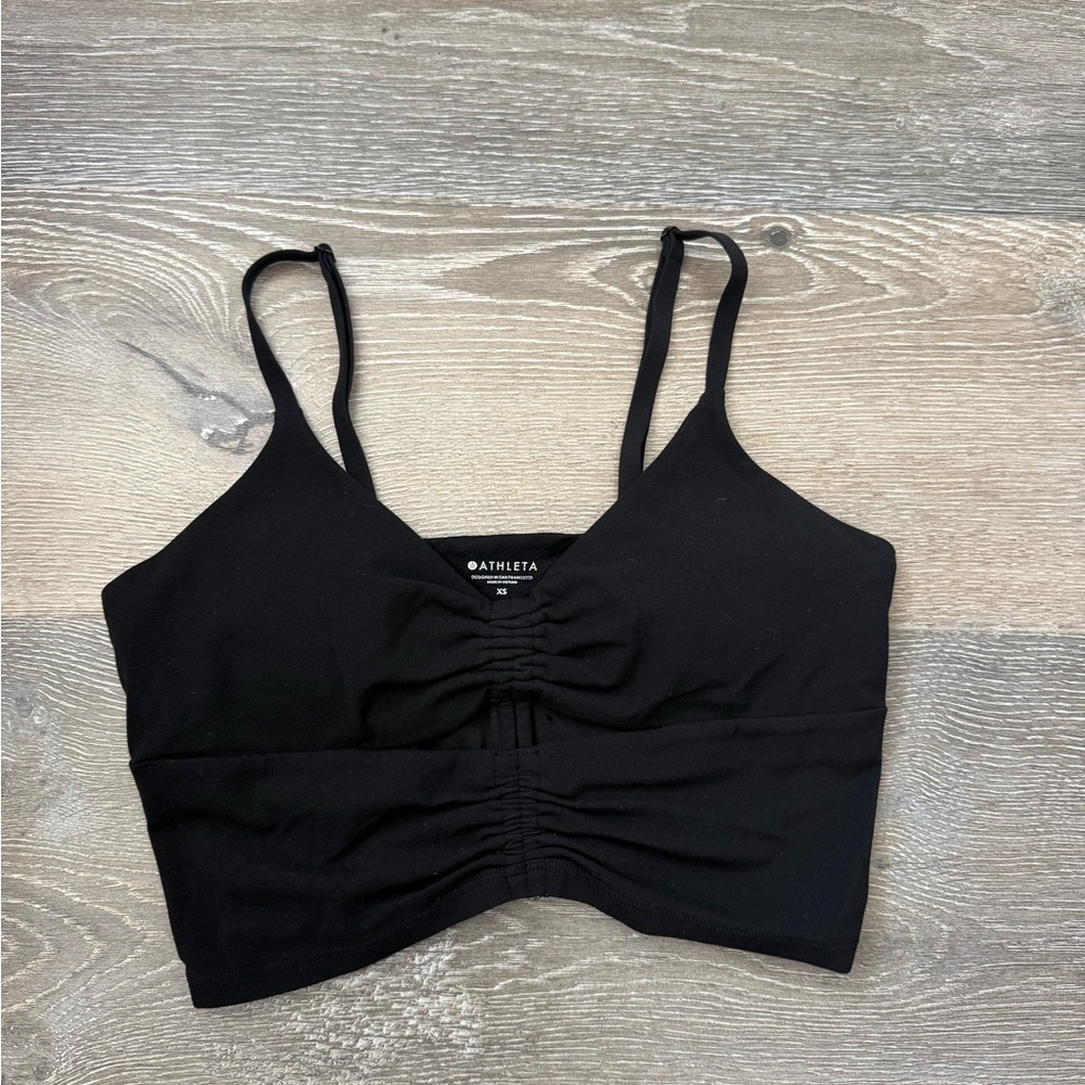 Athleta Black Ruched Sports Bra XS